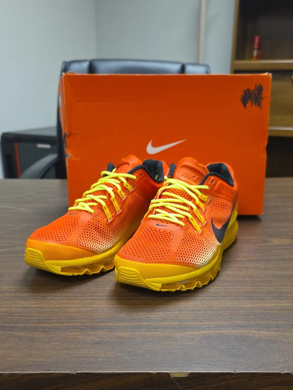 Nike Air Max+ 2013 Premium Orange Yellow 579954-807 Men's 8.5/Women's 10
